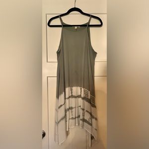 Cute short dress - olive and white